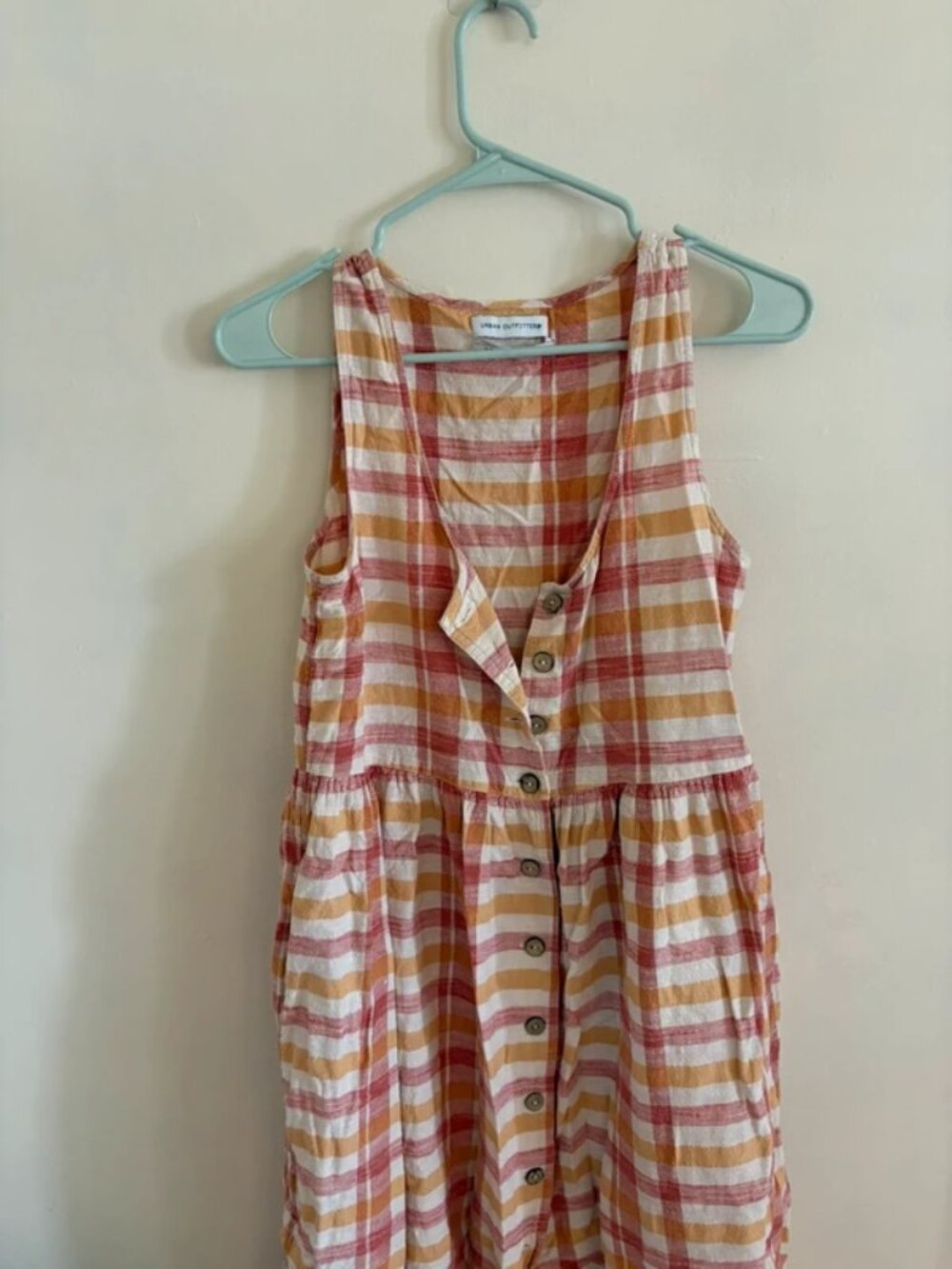 Urban Outfitters sleeveless button down tiered midi dress